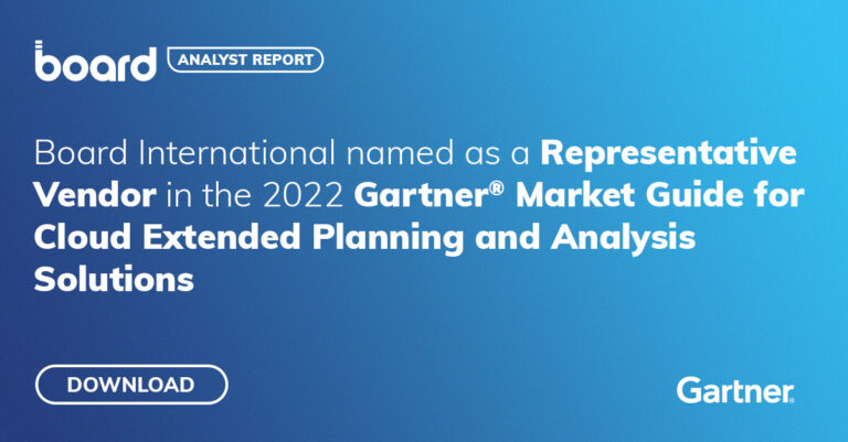 Board International è stato nominato “Representative Vendor” nel 2022 Gartner® Market Guide for Cloud Extended Planning and Analysis Solutions