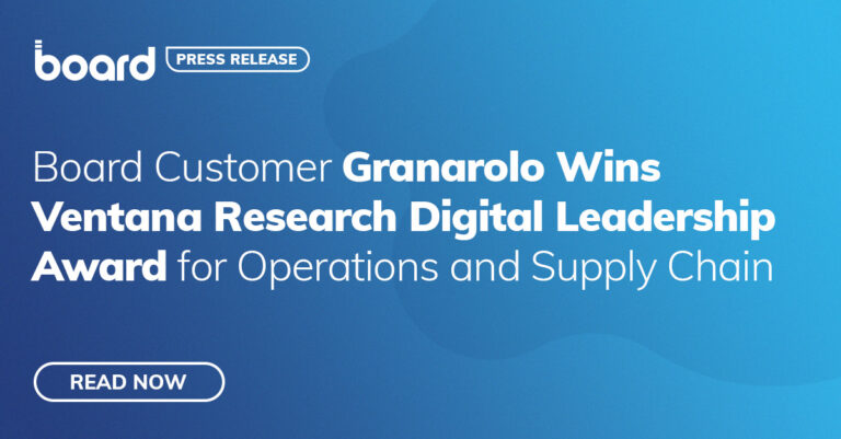 Granarolo, cliente di Board, vince il premio internazionale Ventana Research Digital Leadership Awards per Operations & Supply Chain