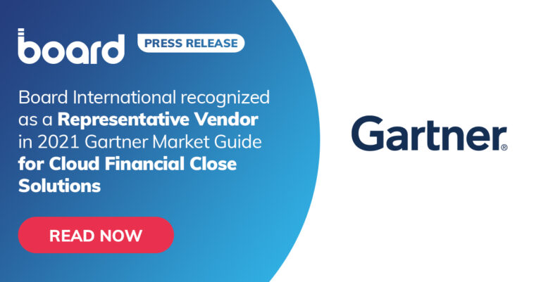 Board International « Representative Vendor » dans Gartner Market Guide for Cloud Financial Close Solutions 2021