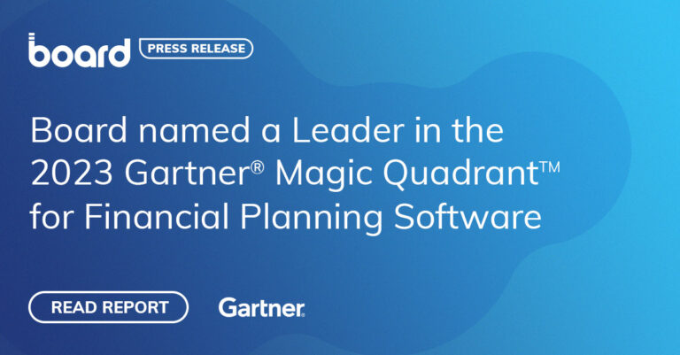 Board est reconnu Leader dans le Gartner® Magic Quadrant™ pour les logiciels de planification financière