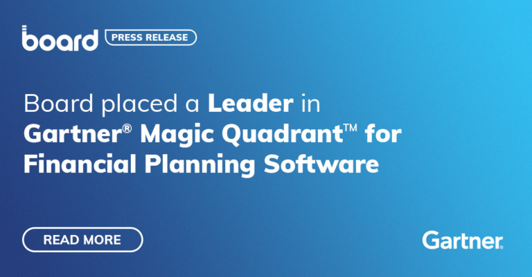 Board è stata inserita come Leader nel Gartner® Magic Quadrant™ 2022 per i software di Financial Planning